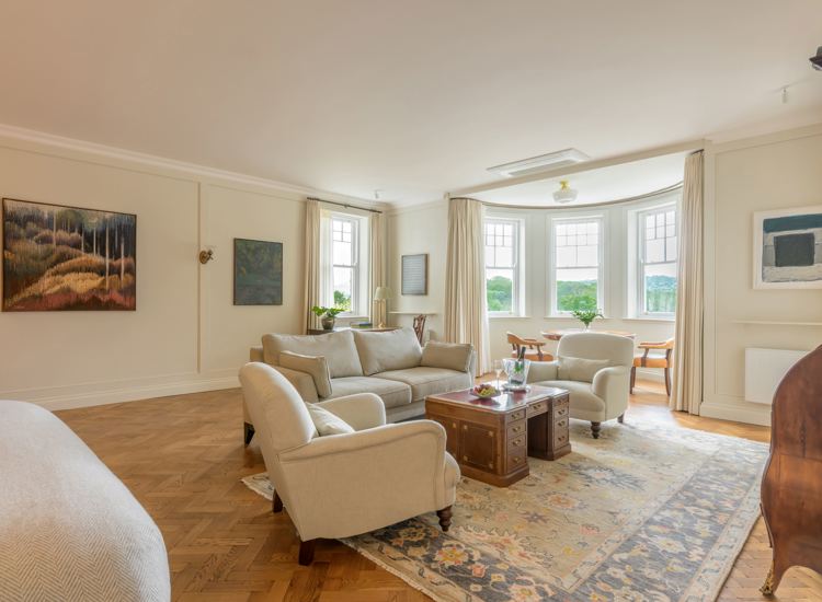 elegant space is a luxury guest suite at the historic Park Hotel Kenmare, located in County Kerry, Ireland